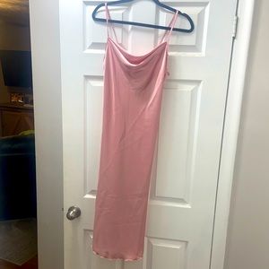 bebe pink satin dress